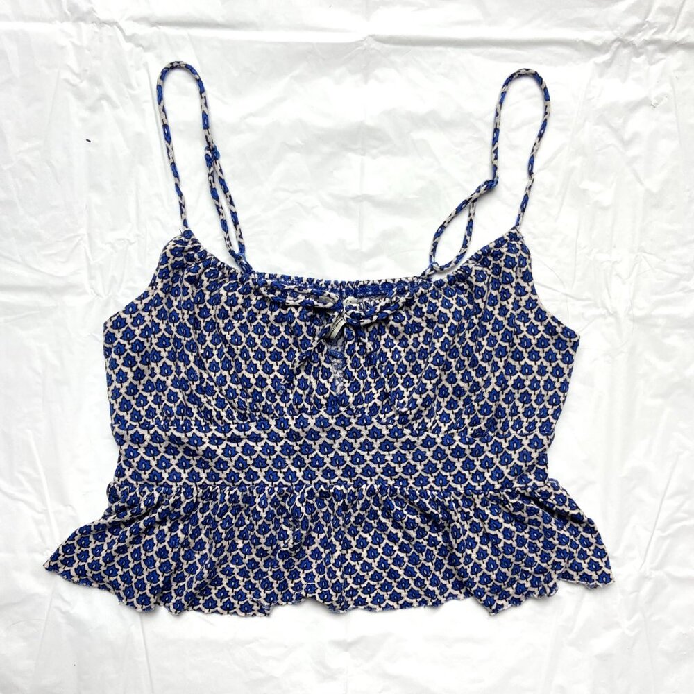 urban outfitters blue and white peplum cami top medium